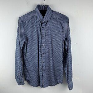 Robert Graham Modern American Shirt Mens Small Blue Geo Tailored Fit Button Up